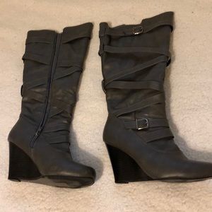 🍁Dark grey knee boots🍁